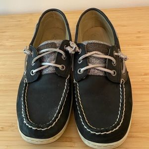 Black and Sliver glitter Sperry docksiders